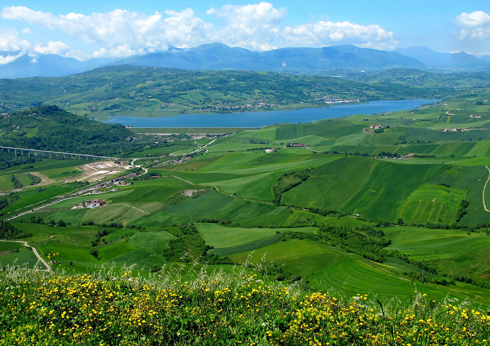 Cairano, Italy looking west from Cairano to Lake Conza and the Ofanto