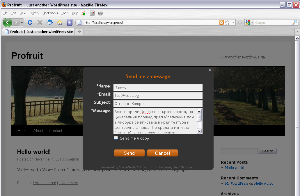 Изпращане на EMail от XAMPP под Windows Profruit