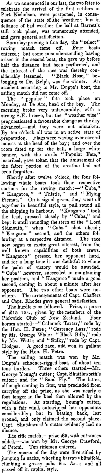 New Zealand History 1800 1900 Celebration in Wellington 1841