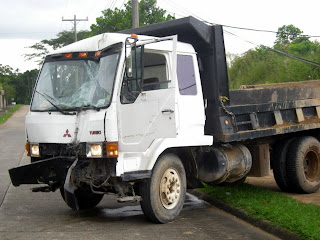 smashed dump truck, La Ceiba, Honduras