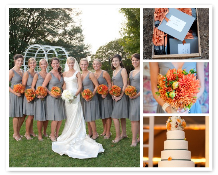 We love the 2011 Pantone shade Silver Cloud as a backdrop wedding color