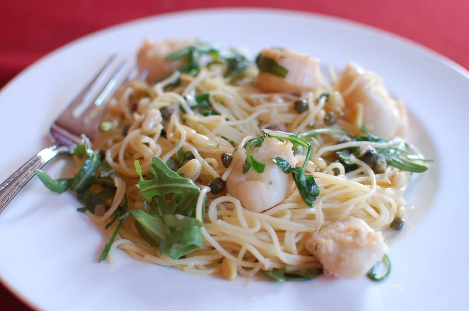 NJ Epicurean Angel Hair Pasta with Scallops and Arugula