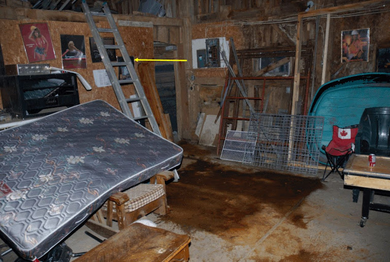 ladder to loft in Wayne Kellestines barn scaled by  Michael Sandham the night of the murders