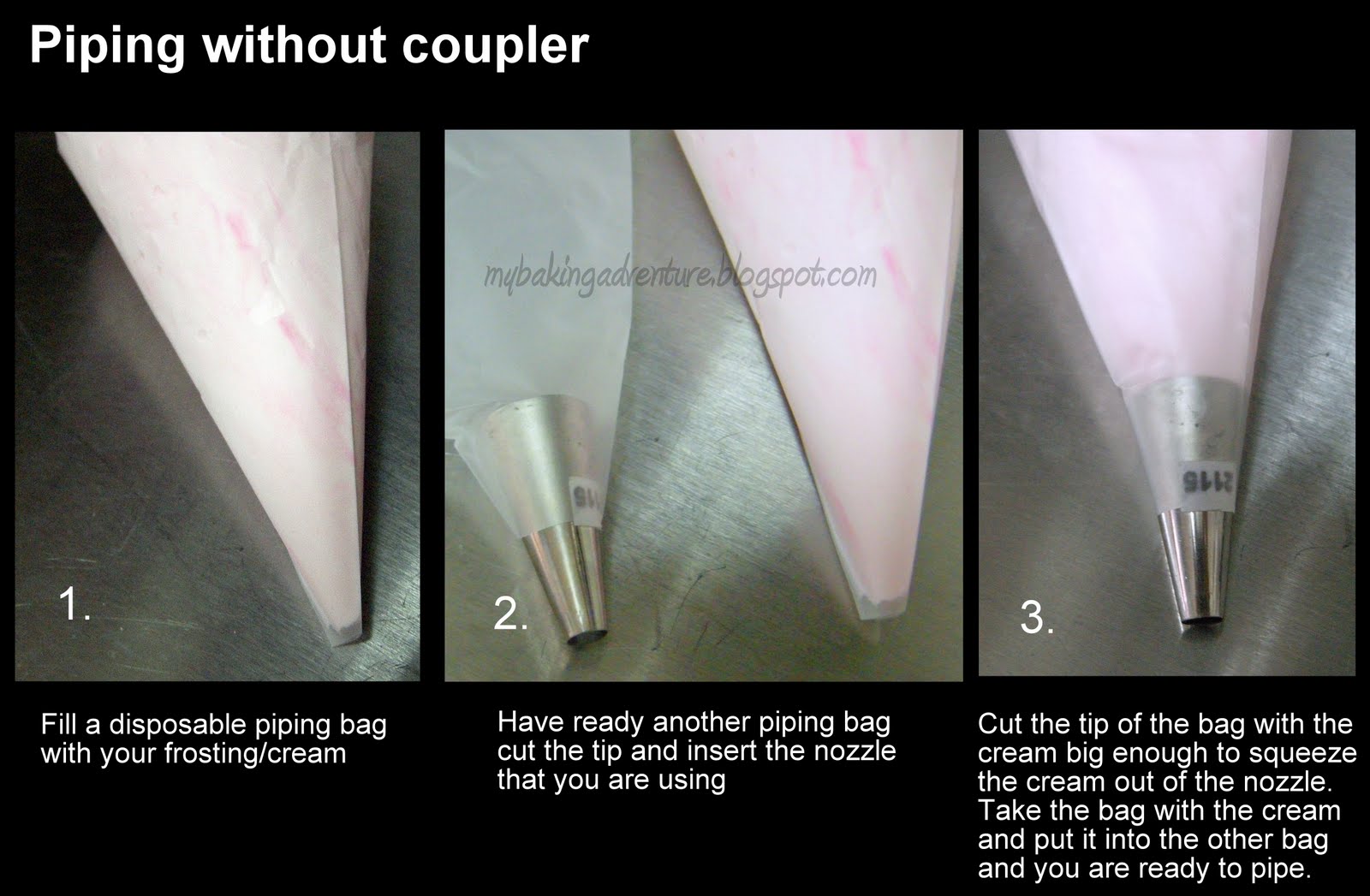 Bakes from my kitchen Tip Piping without using coupler