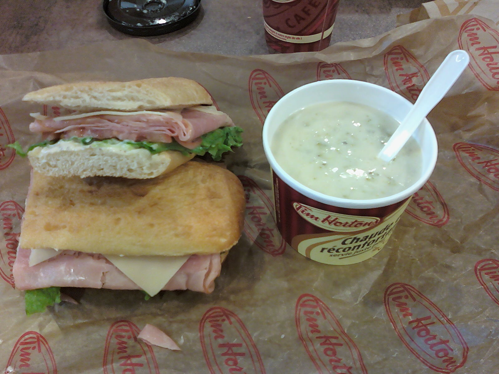 Canadian Hummingbirds Tim Horton's Swiss Cheese and Ham Sandwich