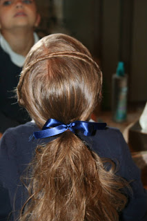 Back view of young girl modeling "Hair Headband" hairstyle
