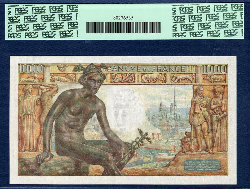 Banknotes of France 1000 French Francs note 1943World Banknotes