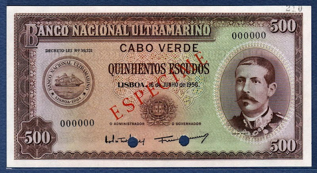 Cape Verde 500 Escudos banknote Banco National Ultramarino Portuguese Colonial Banknotes