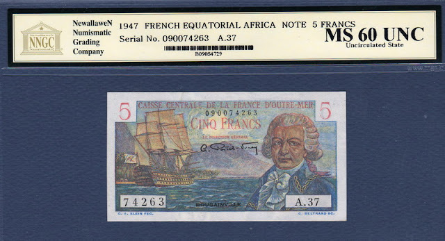 French Equatorial Africa banknotes 5 Francs banknote collection of currency