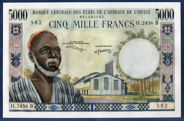 West African States banknotes 5000 Francs bank note