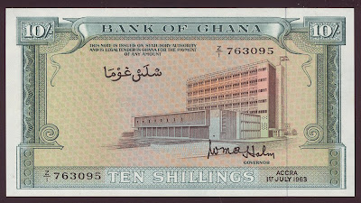 Ghana Paper Money 10 Shillings banknote
