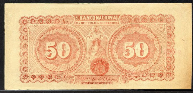 Colombia banknotes paper money 50 Pesos