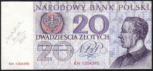 Poland 20 Zlotych unissued banknote