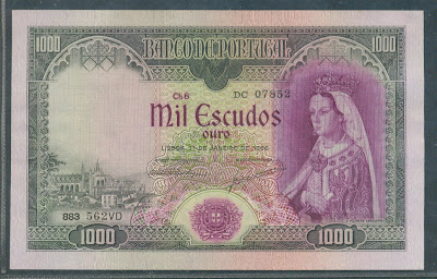Portuguese Paper Money Portugal 1000 ESCUDOS banknote