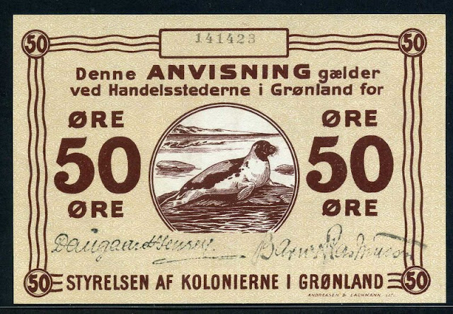 currency banknotes Greenland paper money 50 Ore