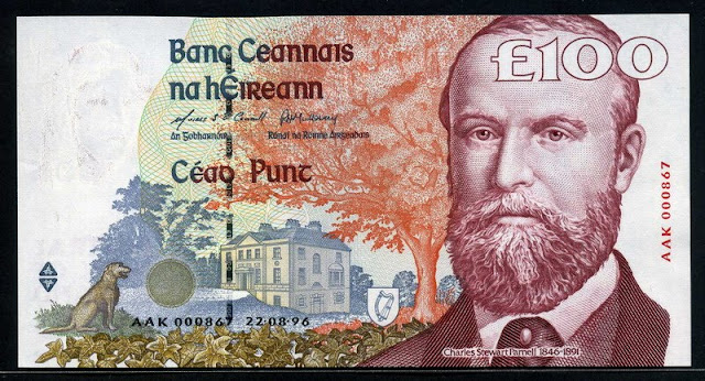 Ireland currency 100 Pounds banknotes collection