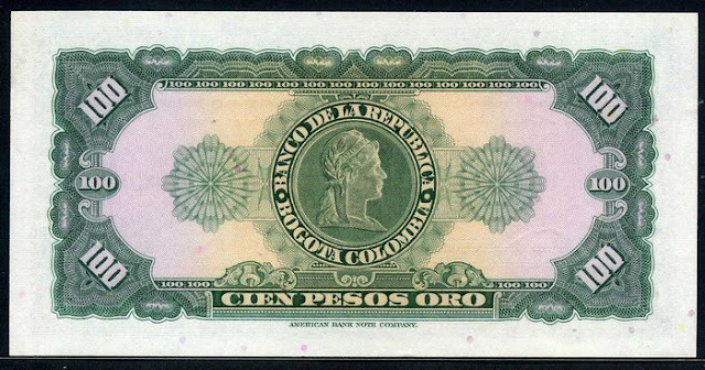 Colombia 100 Pesos Oro banknote Notafilia Numismática collecting paper money Papiergeld billete