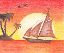 sunset pencil drawing drawings colored easy sunsets pencils sketch crayons draw rainbow coloured drew drawn beach sketches drawingartpedia ocean nature