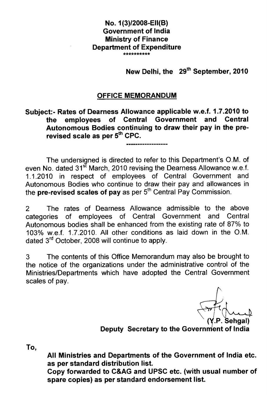 Postalinfo-an online referencer......: Revised DA for Govt.servants ...