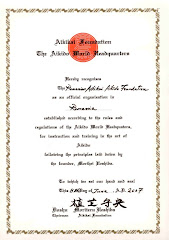 Diploma de recunoaștere oficială a FRAA de către Aikikai Hombu Dojo