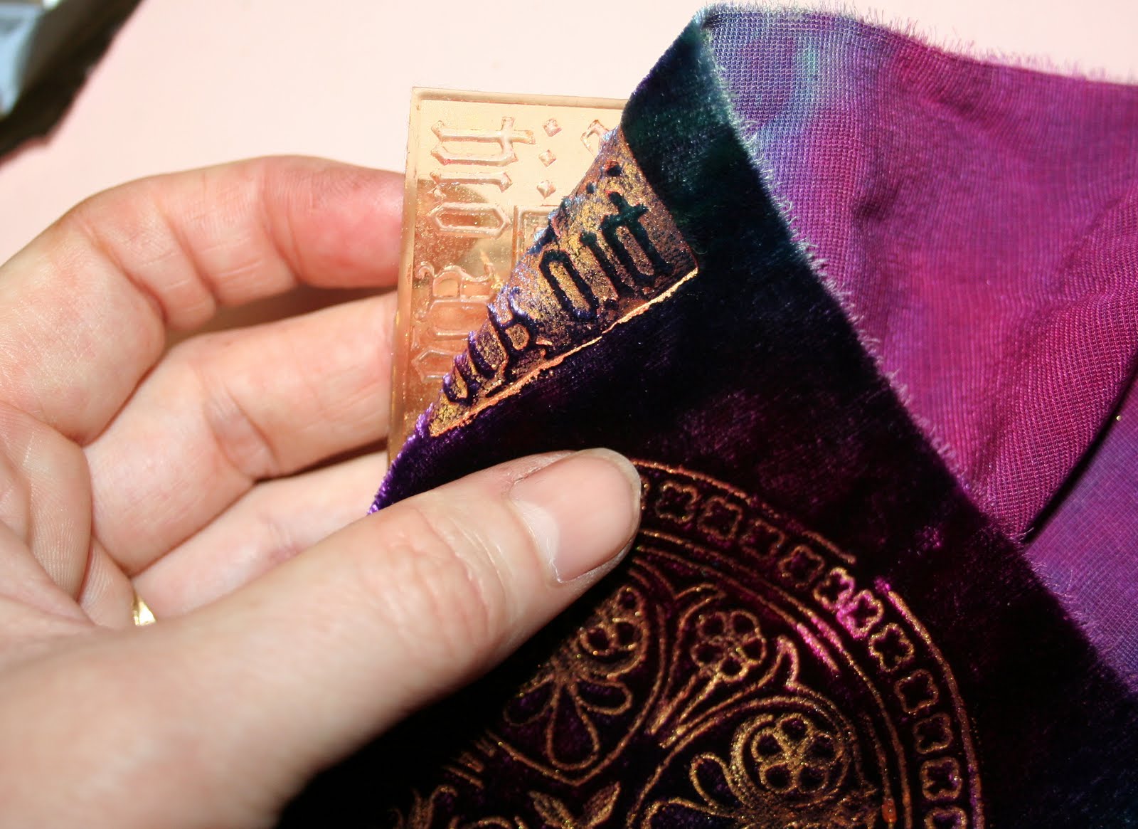 Spiral Dyed Downunder Embossed Velvet.