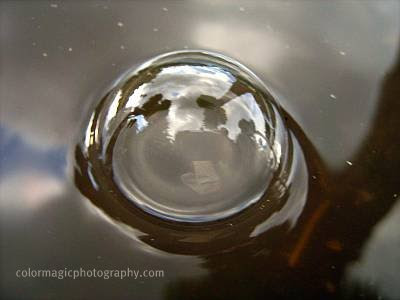 Reflection in a puddle bubble-macro