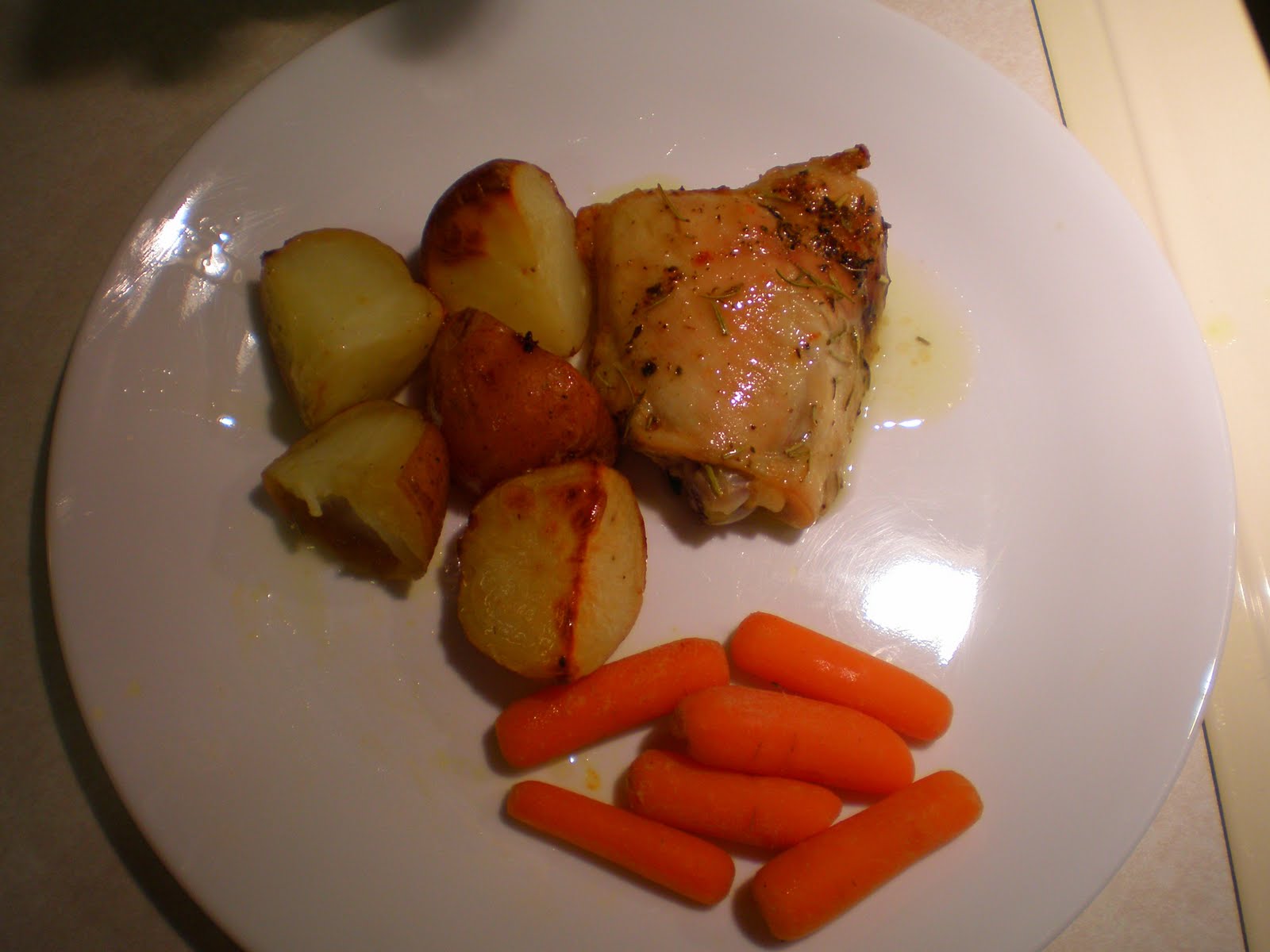Basil Development Crispy Rosemary Chicken and Fries with Carrots