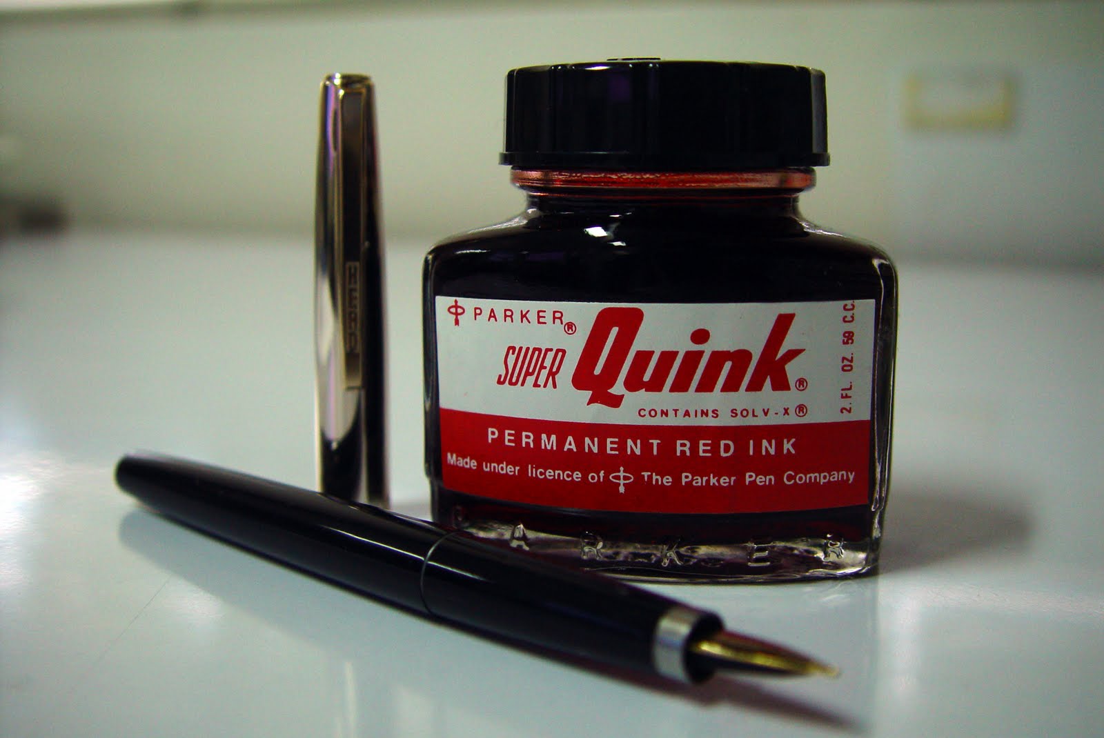 Black Vtg Parker Fountain Pen Super Quink Ink 5 Refills Original Pkg NOS Perm