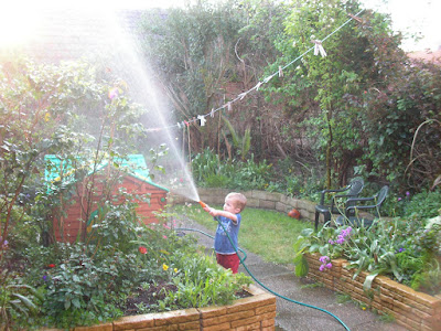 hosing the garden