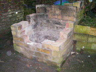dismantling the old fireplace, brick built bonfire
