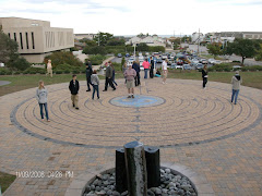 Folks meditating in the Labyrinth