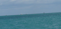 Wee Stiltsville houses on the horizon, Key Biscayne