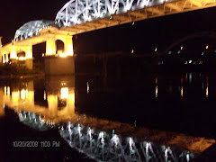 Shelby St.Bridge-an unusually still night.One of the longest pedestrian bridges YA's at the base.