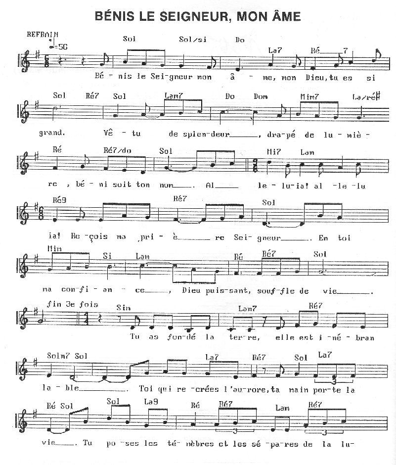 Chants religieux Bénis le Seigneur, mon âme Chants religieux Bénis le Seigneur, mon âme