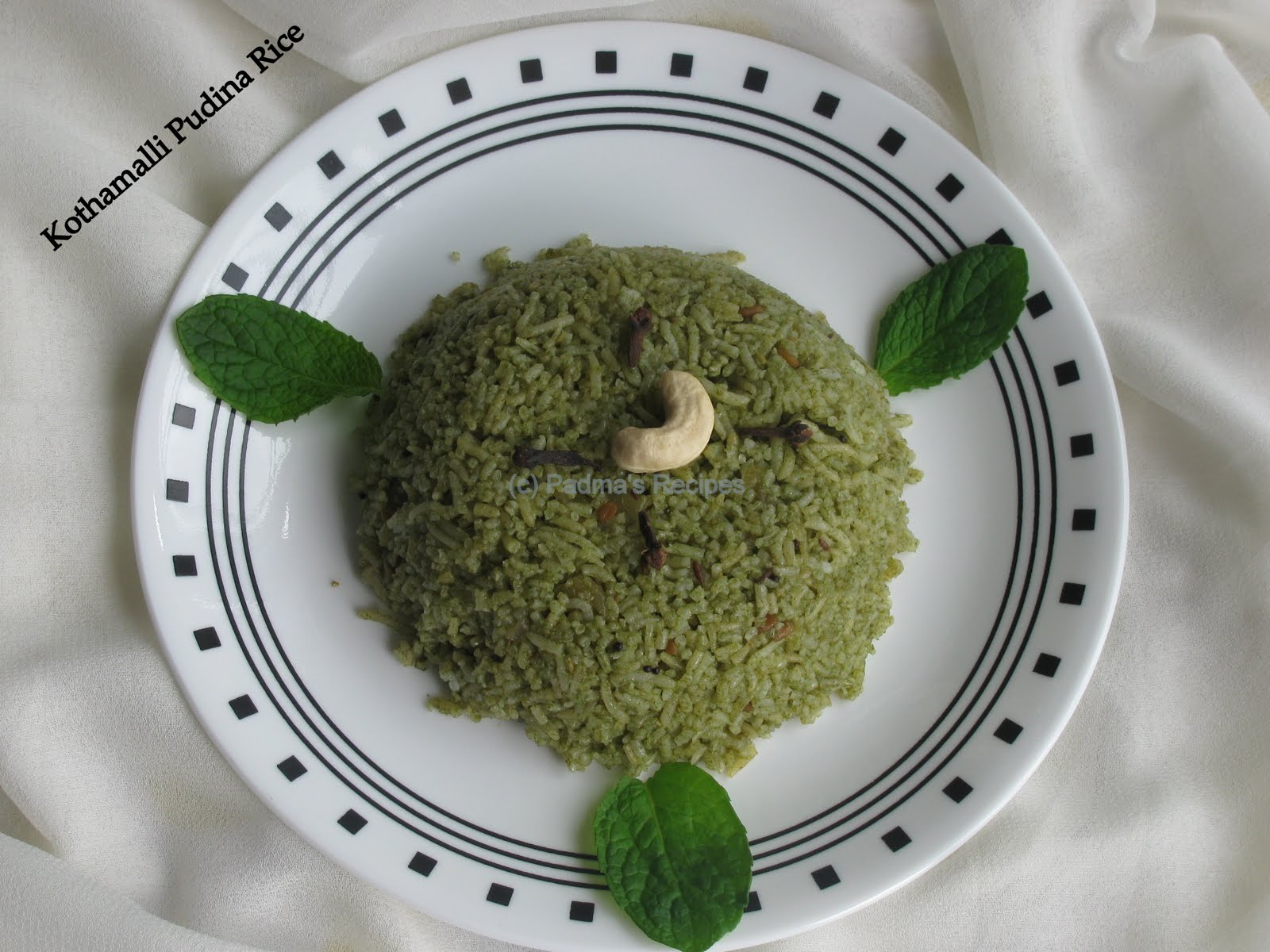 Padma's Recipes KOTHAMALLI / PUDINA RICE