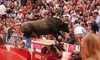 El toro pajarito saltando al tendido
