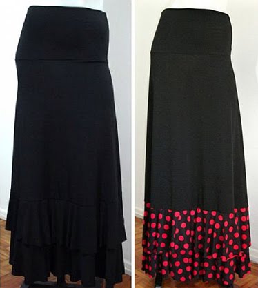 Skirt Jasmin 005 Solid color or Lunares ruffle black-red - US$ 75.00