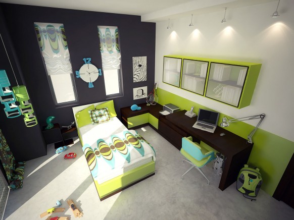 moderno dormitorios: Dormitorios color verde