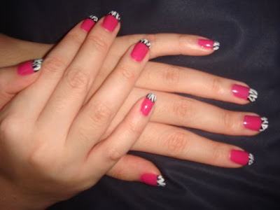 Pink And White Zebra Nails. My new hot pink zebra nails!