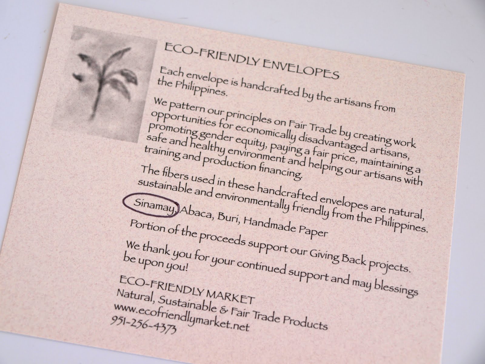 EcoFriendly Market EcoFriendly Envelopes, Sinamay Envelope