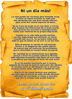 Poema titulado -Ni un dia mas!- escrito por SilverLancelot, visita su web en http://silverlancelot.iespana.es