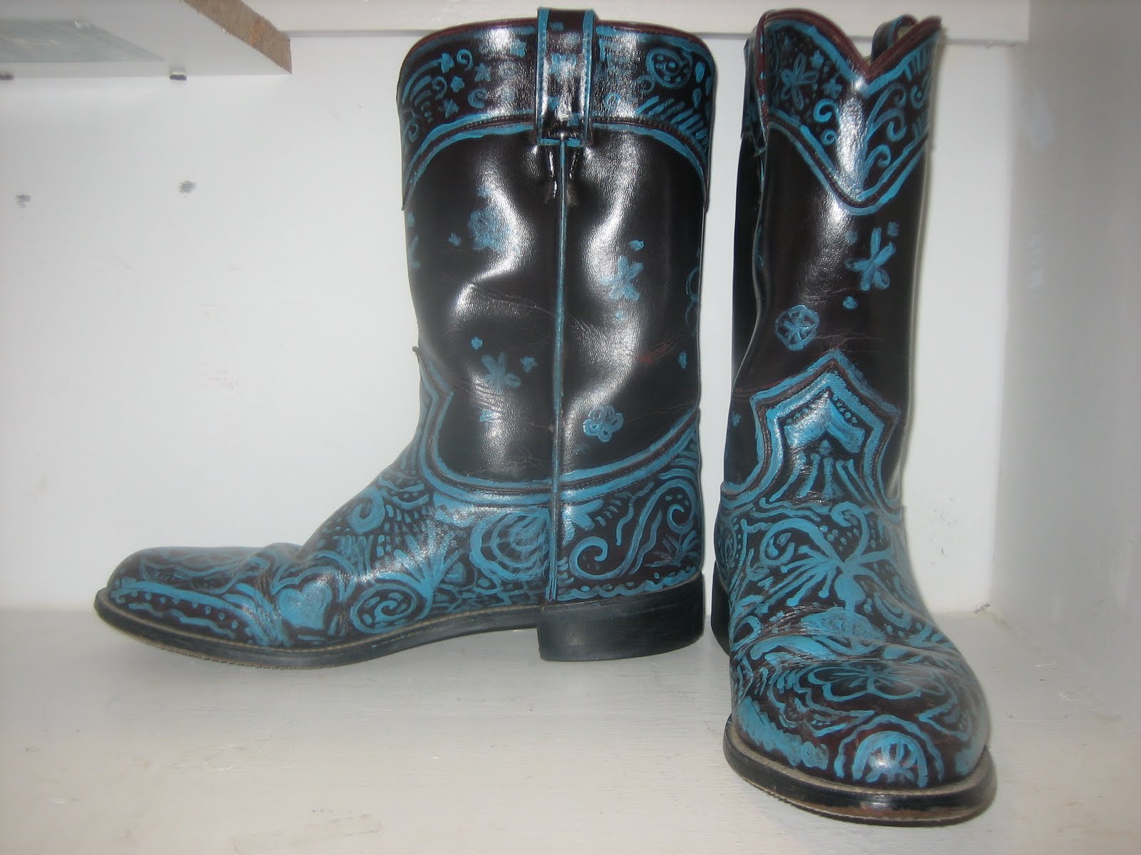 Cut & Charred Custom Painted Cowboy Boots