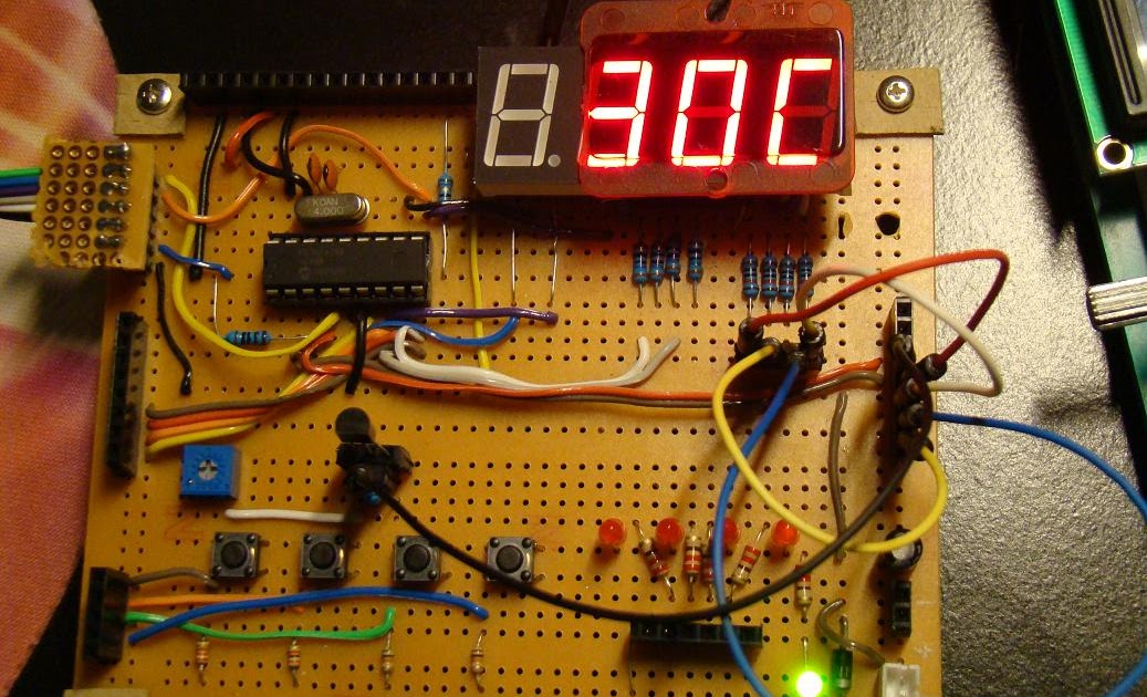 Experiments with PIC16F628A: PIC16F628A + DS1820 + 4-Digit Seven ...