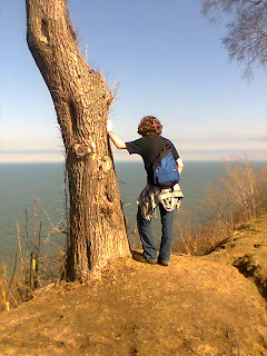 Loreen Niewenhuis contemplates Lake Michigan