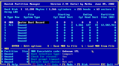 Hiren's Boot CD 11.1 - Ranish Partition Manager