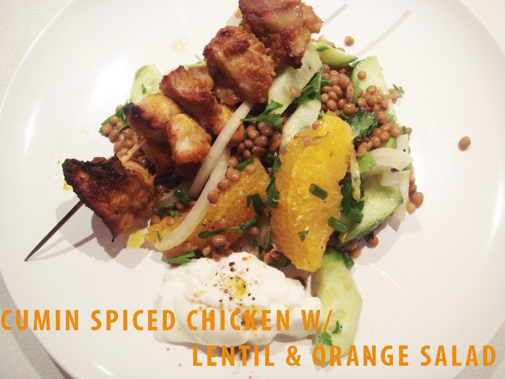 EAT, PLAN, SURVIVE recipe CUMIN SPICED CHICKEN & LENTIL/ORANGE SALAD