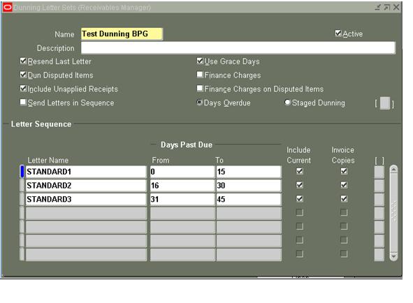 Oracle Applications Dunning Letter Setup