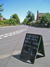 On the left, Meal deals at the Marquis of Granby in Stetworth. On the right, the former malting kiln at Dalham