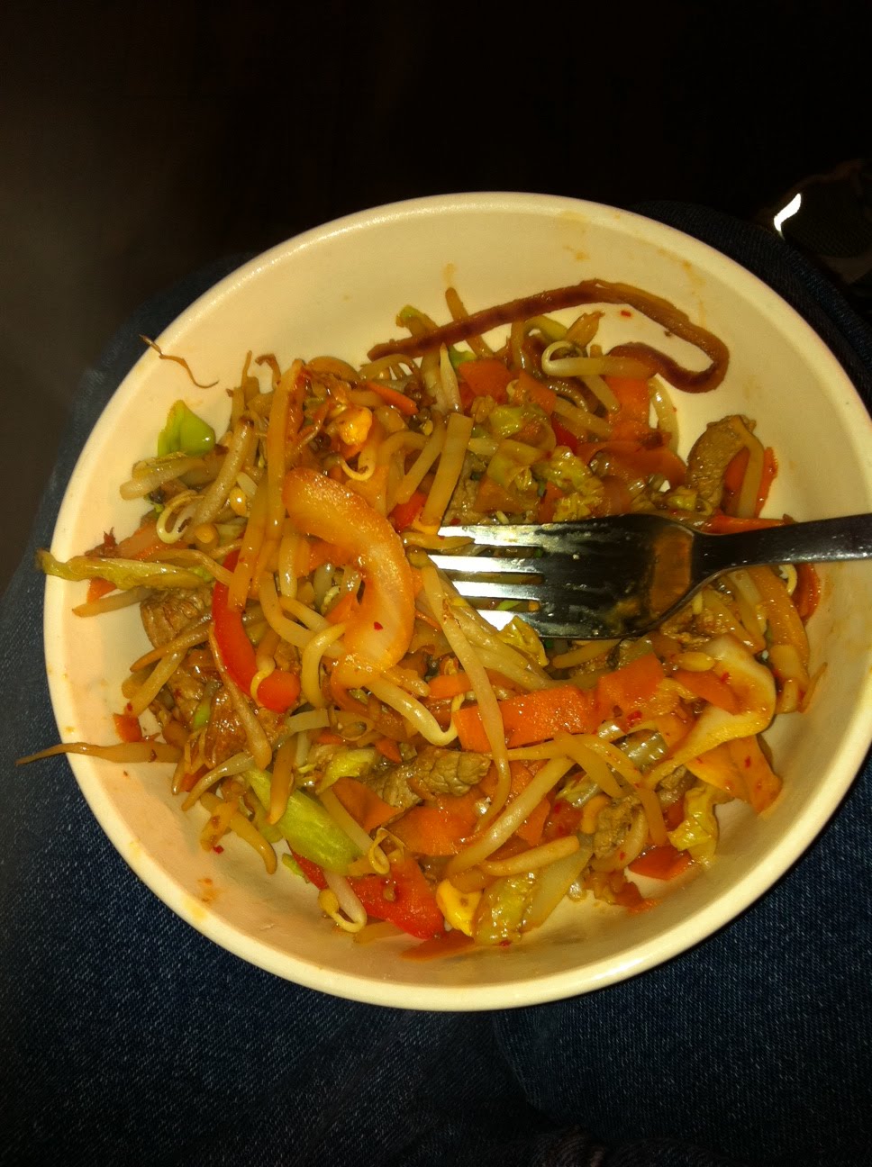 What I Eat Beef, vegetable and bean sprout stir fry.