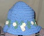 Blue Bucket Hat w/ Flower Hatband